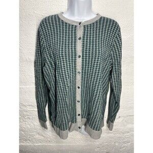 Christopher & Banks Houndstooth Preppy Sweater Cardigan Fall/ Christmas